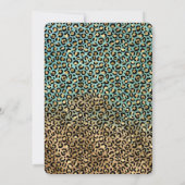 Aqua Glitz Gold Leopard Print Glitzer Einladung (Rückseite)