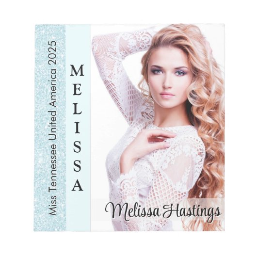 Aqua Glitz Pageant Autograph Small Notepad Notizblock (Vorderseite)