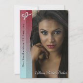 Aqua Glitz Ruby Ombre Pageant Autogrammkarte Einladung (Vorderseite)