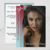 Aqua Glitz Ruby Ombre Pageant Autogrammkarte Einladung (Vorne/Hinten)
