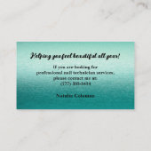 Aqua Glitzer & Black Nail Technician Business Card Visitenkarte (Rückseite)