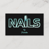 Aqua Glitzer & Black Nail Technician Business Card Visitenkarte (Vorderseite)