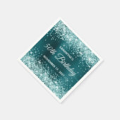Aqua Glitzer Dark Aquamarin Blue Foil 50. Geburtst Serviette (Ecke)