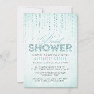 Aqua Glitzer Look Brautparty - 4,5" x 6,25" Einladung