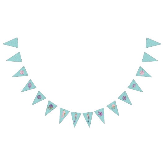 Aqua Glitzer Mermaid Party Bunting Banner (Alle)