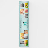 Aqua Glitzer Monogram 10 Foto Graduation Party Banner (Vertikal)