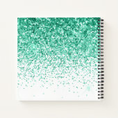 Aqua Glitzer Monogram Sketchbook Notebook Notizblock (Rückseite)