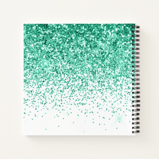 Aqua Glitzer Monogram Sketchbook Notebook Notizblock (Rückseite)