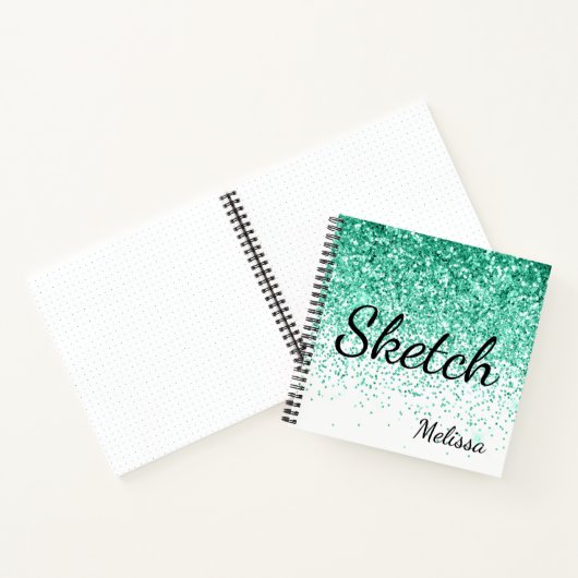 Aqua Glitzer Monogram Sketchbook Notebook Notizblock (Innenseite)