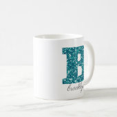 Aqua Glitzer Muster Letter B Tasse (VorderseiteRechts)