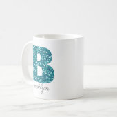 Aqua Glitzer Muster Letter B Tasse (Vorderseite Links)