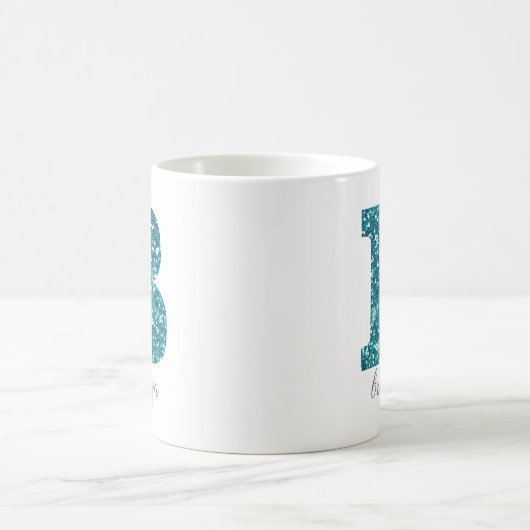 Aqua Glitzer Muster Letter B Tasse (Mittel)