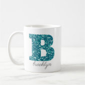 Aqua Glitzer Muster Letter B Tasse (Links)