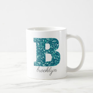 Aqua Glitzer Muster Letter B Tasse