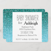 Aqua Glitzer Ombre Babydusche Einladung (Vorne/Hinten)