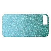 Aqua-Glitzer Ombre Case-Mate iPhone Hülle (Rückseite (Horizontal))