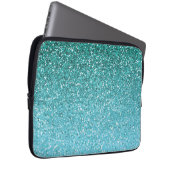 Aqua-Glitzer Ombre Laptopschutzhülle (Vorne Rechts)