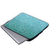 Aqua-Glitzer Ombre Laptopschutzhülle (Vorne Knopf)