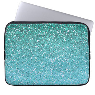Aqua-Glitzer Ombre Laptopschutzhülle