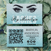 Aqua Glitzer Ombre Lash Tech QR Code Scannable Visitenkarte