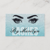 Aqua Glitzer Ombre Lash Tech QR Code Scannable Visitenkarte (Vorderseite)
