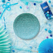 Aqua-Glitzer Ombre Pappteller (Party)