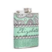 Aqua-Glitzer-Paisley-diamante de Flachmann (Rechts)