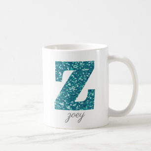 Aqua Glitzer Pattern Letter Z Tasse