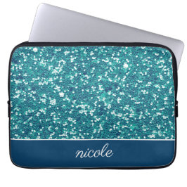 Aqua Glitzer Pattern Personalisiert Laptopschutzhülle