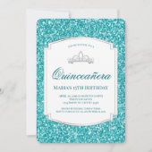 Aqua Glitzer Quinceañera Einladungen (Vorderseite)
