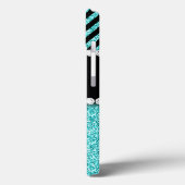 AQUA GLITZER SCHWARZ ZICKZACK MONOGRAMM Case-Mate iPhone HÜLLE (Rückseite / Links)