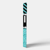 AQUA GLITZER SCHWARZ ZICKZACK MONOGRAMM Case-Mate iPhone HÜLLE (Rückseite / Rechts)