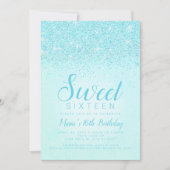 Aqua Glitzer, Sweet 16 Einladungen (Vorderseite)