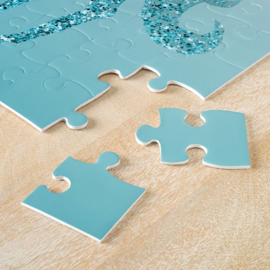 Aqua Glitzer Unicorn personalisiertes Zitat Puzzle (Seite)