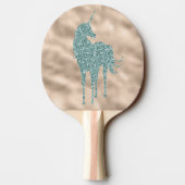 Aqua Glitzer Unicorn Phantastisch Personalisiert Tischtennis Schläger (Rückseite)