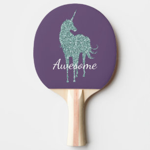 Aqua Glitzer Unicorn Phantastisch Personalisiert Tischtennis Schläger