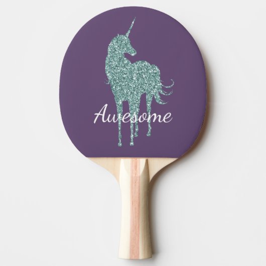 Aqua Glitzer Unicorn Phantastisch Personalisiert Tischtennis Schläger (Vorderseite)