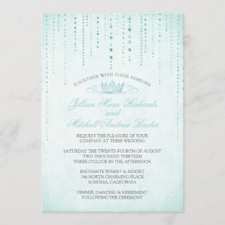 Aqua Glitzern & Crown Fairytale Einladung zur Hoch