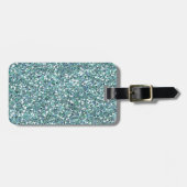 Aqua-Glitzern Gepäckanhänger (Vorderseite horizontal)
