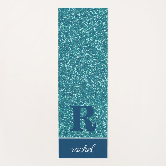 Aqua Glitzern Personalisiert Yogamatte (Vorderseite)