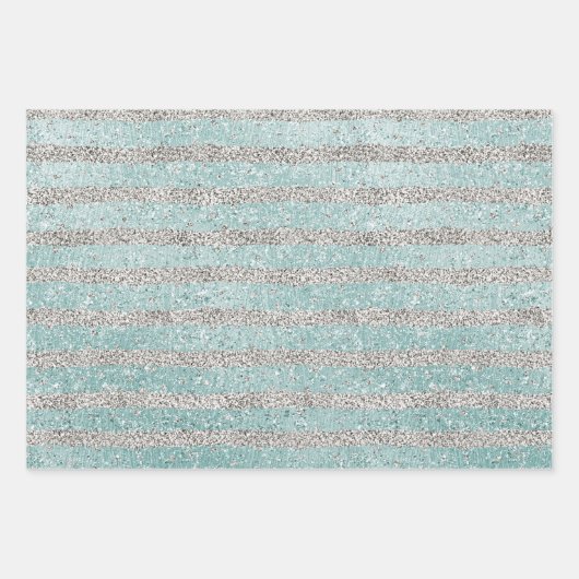 Aqua Glitzy Ombre Geschenkpapier Set (Vorderseite 2)