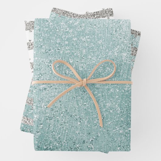 Aqua Glitzy Ombre Geschenkpapier Set (Beispiel)