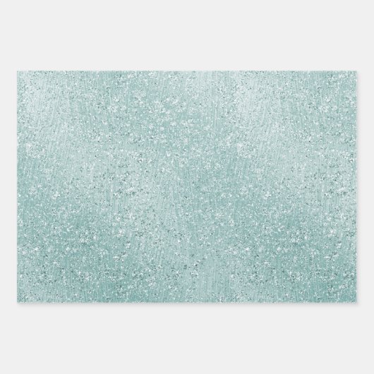 Aqua Glitzy Ombre Geschenkpapier Set (Vorderseite)