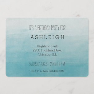 Aqua-Glücks-Aquarell Ombre Geburtstag Einladung