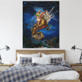 Aqua Goddess on Pegasus Unicorn Seepferd Leinwanddruck (Insitu (Schlafzimmer))