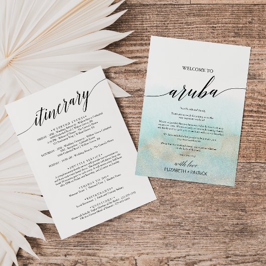 Aqua Gold Beach Aruba Begrüßungsbrief und Tour