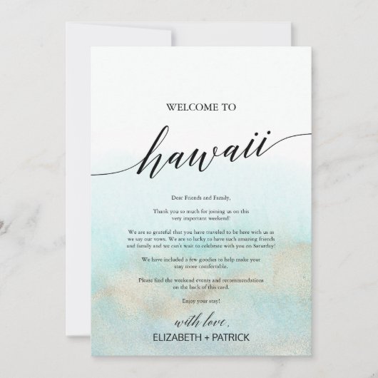 Aqua Gold Beach Hawaii Begrüßungsbrief und Informa (Vorderseite)