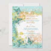 Aqua Gold Beach Themenhochzeit Einladung (Rückseite)