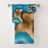 Aqua Gold Blue Lila Veins Agate Badhandtuch Set (Insitu)