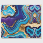Aqua Gold Blue Lila Veins Agate Geschenkpapier (Flach)